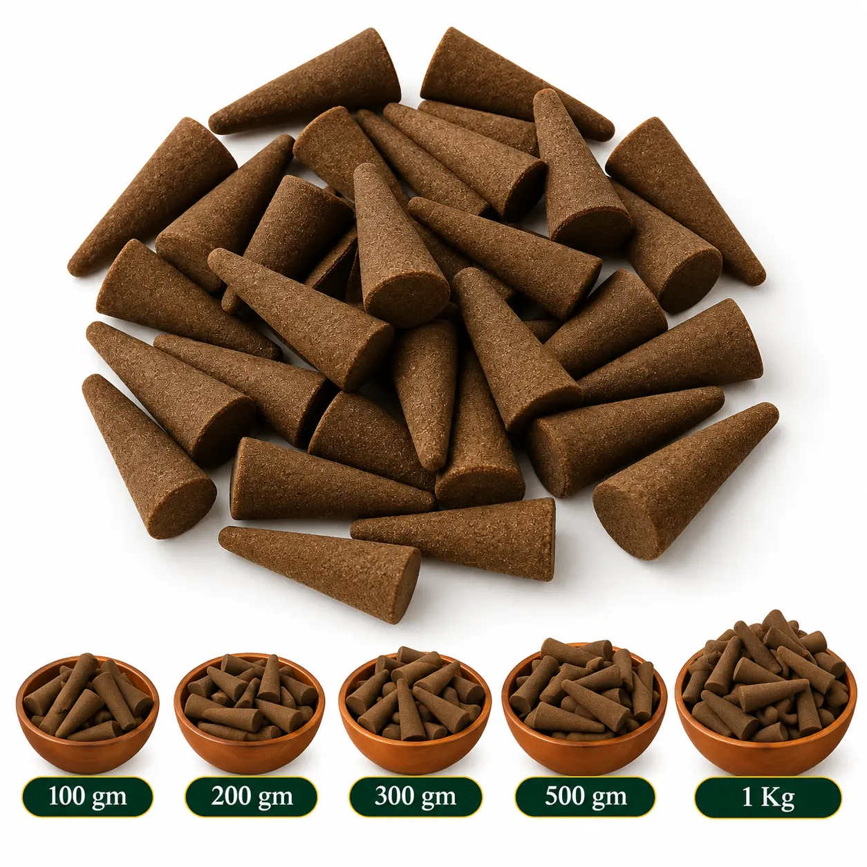 Natural Herbal Dhoop Cones – Loban, Javvathu, Sandal, Marikolunthu & Guggul